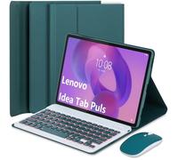 EHLCYS Funda con Teclado para Lenovo Idea Tab Plus 12,1 Pulgadas/Tab K12 2025 (TB361ZU/TB361FU), Español Ñ Teclado Bluetooth Extraíble Retroiluminación 7 Colores, Funda Ultrafina & Ratón,Verde