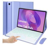 EHLCYS Funda con Teclado para Lenovo Idea Tab Plus 12,1 Pulgadas/Tab K12 2025 (TB361ZU/TB361FU), Español Ñ Teclado con Panel Táctil Extraíble Y Retroiluminado 7 Colores con Ratón,Púrpura