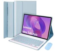 EHLCYS Funda con Teclado para Lenovo Idea Tab Plus 12,1 Pulgadas/Tab K12 2025 (TB361ZU/TB361FU), Español Ñ Teclado Bluetooth Extraíble Retroiluminación 7 Colores, Funda Ultrafina & Ratón,Azul