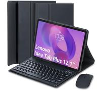 EHLCYS Funda con Teclado para Lenovo Idea Tab Plus 12,1 Pulgadas/Tab K12 2025 (TB361ZU/TB361FU), Español Ñ Teclado Bluetooth Desmontable, Funda Protectora Ultrafina Multiángulo Y Ratón,Negro