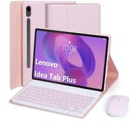 EHLCYS Funda con Teclado para Lenovo Idea Tab Plus 12,1 Pulgadas/Tab K12 2025 (TB361ZU/TB361FU), Español Ñ Teclado Bluetooth Desmontable, Funda Protectora Ultrafina Multiángulo Y Ratón,Rosado