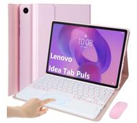 EHLCYS Funda con Teclado para Lenovo Idea Tab Plus 12,1 Pulgadas/Tab K12 2025 (TB361ZU/TB361FU), Español Ñ Teclado con Panel Táctil Extraíble Y Retroiluminado 7 Colores con Ratón,Rosado