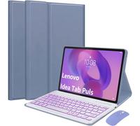 EHLCYS Funda con Teclado para Lenovo Idea Tab Plus 12,1 Pulgadas/Tab K12 2025 (TB361ZU/TB361FU), Español Ñ Teclado Bluetooth Extraíble Retroiluminación 7 Colores, Funda Ultrafina & Ratón,Púrpura