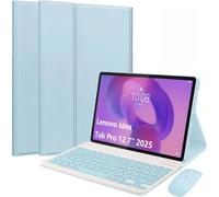 EHLCYS Funda con Teclado para Lenovo Idea Tab Pro 12,7 Pulgadas 2025 Modelo (TB373FU/TB375FC), Español Ñ Teclado Inalámbrico Bluetooth Desmontable Funda Ultradelgada Multiángulo con Ratón,Azul