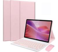 EHLCYS Funda con Teclado para Lenovo Tab 10.1 Pulgadas (TB-311FU/TB-311XU), Bluetooth Magnético Desmontable Español Ñ Teclado, Funda Tipo Folio Ultrafina Multiángulo con Mouse,Rosado