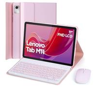 EHLCYS Funda con Teclado para Lenovo Tab M11 11 Pulgadas 2024 Modelo TB330FU/TB330XU, con Ratón Español Ñ Teclado Bluetooth Inalámbrico Desmontable con Ultrafina Funda,Rosado