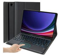 EHLCYS Funda con Teclado para Samsung Galaxy S10+ 2024/S9 FE+/S9+ 2023/S8+ 2022/S7 FE 2021/S7+ 2020 12,4 Pulgadas, Trackpad Multitáctil Teclado Retroiluminado 7 Colores con Soporte para S Pen,Negro