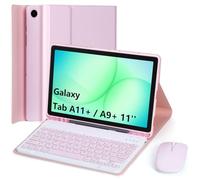 EHLCYS Funda con Teclado para Samsung Galaxy Tab A11+ Plus 2025 / Galaxy Tab A9+ Plus 11 Pulgadas 2023, Español Ñ Teclado con Ratón Bluetooth Desmontable Ultrafina Funda con Portalápice,Rosado