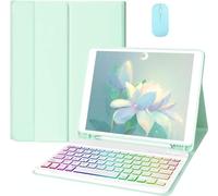 EHLCYS Funda con Teclado para Samsung Galaxy Tab A9 Plus 11 Pulgadas Modelo 2023 (SM-X210/X216/X218) con Mouse Teclado Español Ñ Inalámbrico Retroiluminado de 7 Colores con Portalápices, Mint Green