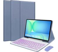 EHLCYS Funda con Teclado para Samsung Galaxy Tab S10 Fe+ Plus 13,1" 2025 Modelo (SM-X620/X626), Teclado Español Ñ Extraíble con Retroiluminación 7 Colores, Soporte para S Pen Y Ratón,Púrpura