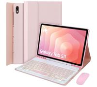 EHLCYS Funda con Teclado para Samsung Galaxy Tab S11 5G 11 Pulgadas 2025 (SM-X730/X736B), Español Ñ Teclado Bluetooth Extraíble con Retroiluminación 7 Colores, Cubierta Ultrafina con Ratón,Rosado