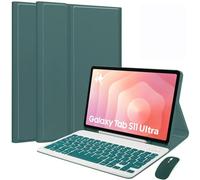 EHLCYS Funda con Teclado para Samsung Galaxy Tab S11 Ultra 14,6 Pulgadas 2025 Modelo (SM-X930/X936B), Español Ñ Teclado Bluetooth Magnético, Funda Protectora Ultrafina Multiángulo Y Ratón,Verde