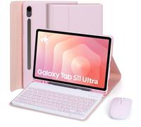 EHLCYS Funda con Teclado para Samsung Galaxy Tab S11 Ultra 14,6 Pulgadas 2025 Modelo (SM-X930/X936B), Español Ñ Teclado Bluetooth Magnético, Funda Protectora Ultrafina Multiángulo Y Ratón,Rosado