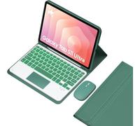 EHLCYS Funda con Teclado para Samsung Galaxy Tab S11 Ultra 14,6 Pulgadas 2025 (SM-X730/X736B), Español Ñ Teclado Bluetooth Panel Táctil Retroiluminado 7 Colores, Funda Ultrafina con Ratón,Verde