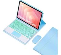 EHLCYS Funda con Teclado para Samsung Galaxy Tab S11 Ultra 14,6 Pulgadas 2025 (SM-X730/X736B), Español Ñ Teclado Bluetooth Panel Táctil Retroiluminado 7 Colores, Funda Ultrafina con Ratón,Azul