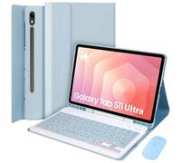 EHLCYS Funda con Teclado para Samsung Galaxy Tab S11 Ultra 5G 14,6 Pulgadas 2025 (SM-X930/X936B), Español Ñ Teclado Bluetooth Magnético Desmontable Retroiluminación 7 Colores con Ratón,Azul