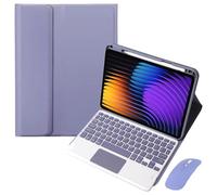 EHLCYS Funda con Teclado para Xiaomi Pad 7/ Pad 7 Pro 11.2 Pulgadas 2024, Bluetooth Desmontable con Touchpad Teclado Español Ñ, Tapa Trasera De TPU Suave Ultrafina con Portalápices Y Ratón,Púrpura