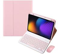 EHLCYS Funda con Teclado para Xiaomi Pad 7 / Pad 7 Pro 11.2 Pulgadas 2024, con Ratón Español Ñ Teclado Bluetooth Inalámbrico Desmontable con Ultrafina Funda para Bolígrafos,Rosado