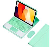 EHLCYS Funda con Teclado para Xiaomi Redmi Pad SE 11 Pulgadas (2025/2023), Español Ñ Teclado Táctil Bluetooth Retroiluminado 7 Colores Desmontable, Funda Protectora Ultrafina con Ratón,Mint Green