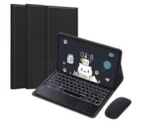 EHLCYS Funda con Teclado Táctil para Lenovo Tab P12 12,7 Pulgadas TB370FU 2023 Tableta, Teclado Bluetooth Inalámbrico Desmontable Retroiluminado De 7 Colores, Funda Delgada con Soporte,Negro