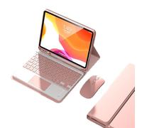 EHLCYS Funda con Teclado Táctil para Samsung Galaxy Tab A7 De 10,4 Pulgadas 2020 Modelo SM-T500/T505/T507, Teclado Bluetooth Inalámbrico Desmontable, Cubierta Trasera TPU Suave Ultrafina,Rosado