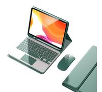 EHLCYS Funda con Teclado Táctil para Samsung Galaxy Tab A7 De 10,4 Pulgadas 2020 Modelo SM-T500/T505/T507, Teclado Bluetooth Inalámbrico Desmontable, Cubierta Trasera TPU Suave Ultrafina,Verde