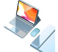 EHLCYS Funda con Teclado Táctil para Samsung Galaxy Tab A7 De 10,4 Pulgadas 2020 Modelo SM-T500/T505/T507, Teclado Bluetooth Inalámbrico Desmontable, Cubierta Trasera TPU Suave Ultrafina,Azul