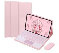 EHLCYS Funda con Teclado Touchpad para Xiaomi Pad 5 /Pad 5 Pro 11 Pulgadas 2021, Teclado Bluetooth Inalámbrico Desmontable Retroiluminado 7 Colores, Tapa Trasera Ultrafina TPU con Ratón,Rosado