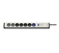 EHMANN 0615x00078001 Master/Slave Pro - Regleta de Aluminio (5 + 2 enchufes (1 Maestro, 4 esclavos, 2 permanentes), umbral de conmutación Ajustable 7-100 W, protección contra sobretensiones, Cable de