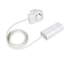 EHMANN 2160x0709 09 - Regulador de intensidad de cable T21.07, color blanco, con enchufe intermedio, Plug & Play, corte de fase, 230 V, 50 Hz, potencia: LED 3-35 W, 7-110 W/VA