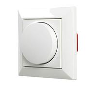EHMANN 5591x0100 T55.01 Comfort - Regulador de Intensidad Universal con Tapa, botón Giratorio, Placa Central (55 x 55 mm) y Marco Simple, Color Blanco, Similar a RAL9016, LED 3 - 100 W, 7 - 220 W/VA