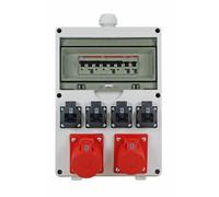 EHMANN Distribuidor de pared profesional, entrada M32 para cable, con disyuntores, Made in Germany, 6 salidas (1 x CEE 32 A / 1 x CEE 16 A / 4 x 230 V~), K2, BGI-GUV-I608