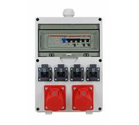 EHMANN Distribuidor de pared profesional, entrada M32 para cable, con FI y disyuntores, Made in Germany, 6 salidas (2 x CEE 16 A / 4 x 230 V~), K2, BGI-GUV-I608