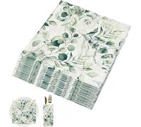 EHOENTROPY 80 servilletas de eucalipto, color verde, para fiestas, mesas de boda, servilletas de papel desechables para bautizos, bodas, baby showers, confirmaciones, bodas, fiestas y ocasiones