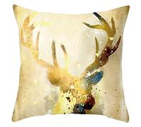 EHOMERY Almohada Decorativa Infantil Funda De Cojín Lino Cornamenta Seda Funda Almohada Hosteleria Funda De Cojín Impermeable Decoración del Sofá De La Sala De Estar Oro 16X16 Inches