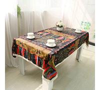 EHOMERY Mantel Mesa Verano Mantel Antimanchas Exterior Estilo Étnico Indio Mantel Mesa Rectangular 3D Mantel Grande Vistoso Algodón Protección De Decoración De Mesa 110X160Cm