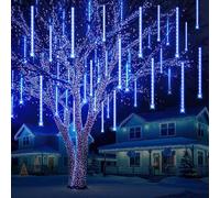 Ehomfory Luces Navidad Exterior, 11,8 Pulgadas 10 Tubos 360 LED Lluvia de Meteoritos, LED Nieve Cayendo Carámbano Cascada Luz para Árbol de Navidad Boda Decoración Fiesta, Enchufe UL