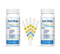 Ehomfy Tiras de Papel Reactivas Piscina pH, 6 en 1 Papel de Prueba de Agua, Pruebas de pH, Cloro Residual, alcalinidad, dureza, ácido cianúrico, para Piscina, SPA, bañera de hidromasaje (100 Piezas)