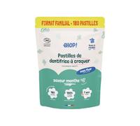 [EHOP] 180 pastillas dentífricas masticables sabor menta | Sin agua ni tubo | Económicas, sin residuos | Hechas en Francia | Ideales para viajar