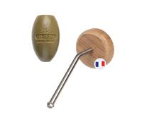 [EHOP] Jabonera de pared escolar natural con jabón de Marsella | Soporte de madera y acero inoxidable - Fabricado en Francia | Cero residuos, higiénico y duradero | Ideal para baño y cocina