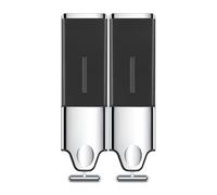 EHORIA Dispensadores cuadrados 2 en 1 para la ducha, dispensador de jabón de ducha, dispensador de acondicionador, dispensador de champú, distribuidor montado en la pared sin taladrar, hotel, baño