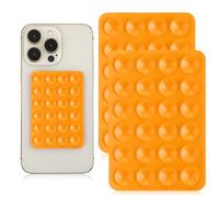 EHOTER 2 fundas de silicona con ventosa para teléfono, soporte adhesivo con ventosa para teléfono, antideslizante, manos libres, soporte para accesorios móviles (naranja)