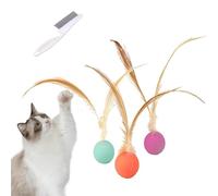 EHOTER 3 bolas de juguete para gatos, bolas de juguete para mascotas con plumas, resistentes a las mordeduras, juguetes interactivos para gatos con plumas para gatos, interacción de juego en
