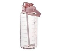 EHOTER Botellas de agua de 2 L, botella portátil de gran capacidad con asa, botellas de agua deportivas con popote y marcador de tiempo, botella de bebidas a prueba de fugas para exteriores (rosa)