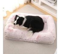 EHOTER Cama ortopédica grande para perros, cama extraíble y lavable, funda protectora para sofá, bordes elevados, suave y antiestrés, cojín para perros (L,rosa)