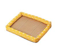 EHOTER Cama refrescante de ratán para mascotas, cama refrescante para mascotas con tejido de ratán resistente al calor, transpirable, cuadrada, lavable, con borde para perros y gatos (cuadrado
