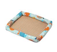 EHOTER Cama refrescante de ratán para mascotas, cama refrescante para mascotas con tejido de ratán resistente al calor, transpirable, cuadrada, lavable, con borde para perros y gatos (rodaballo, 40 x