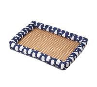 EHOTER Cama refrescante de ratán para mascotas, cama refrescante para mascotas con tejido de ratán resistente al calor, transpirable, cuadrada, lavable, con borde para perros y gatos (ballenas, 40 x
