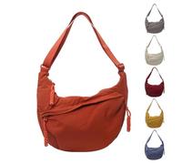 EHOTER Crescent Bag - Bolsa de media luna para mujer, bolsa cruzada de nailon para viajes, múltiples bolsillos, bolsa cruzada para escuela, viajes, compras, trabajo, Orange, Small