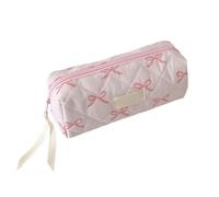 EHOTER Estuche para lápices con lazo, bolsa de maquillaje acolchada con cremallera, bonita bolsa de almacenamiento, bolsas portátiles para brochas de maquillaje, hogar, escuela, viajes, estudio, Rosa